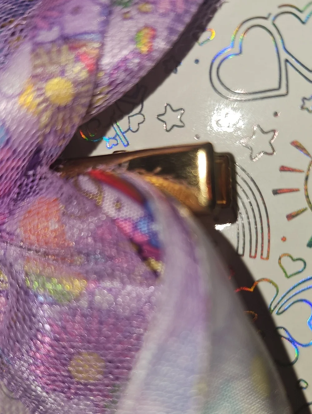 Care Bears Purple Floral Rainbow Kids Hair Bow with Charms New